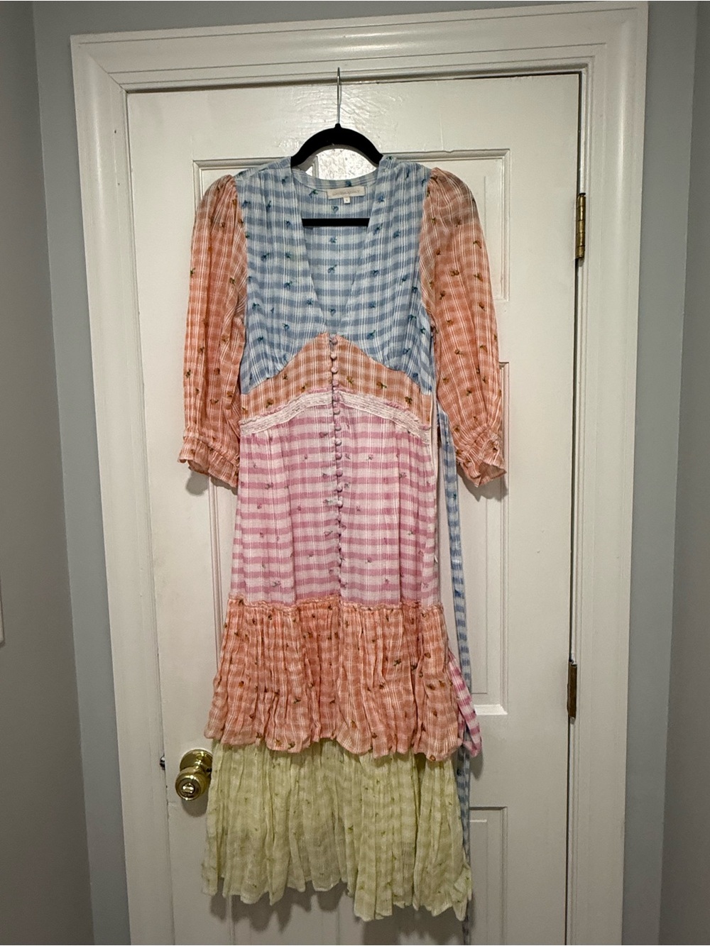 LoveShackFancy Pastel Gingham Tiered Ruffle Dress